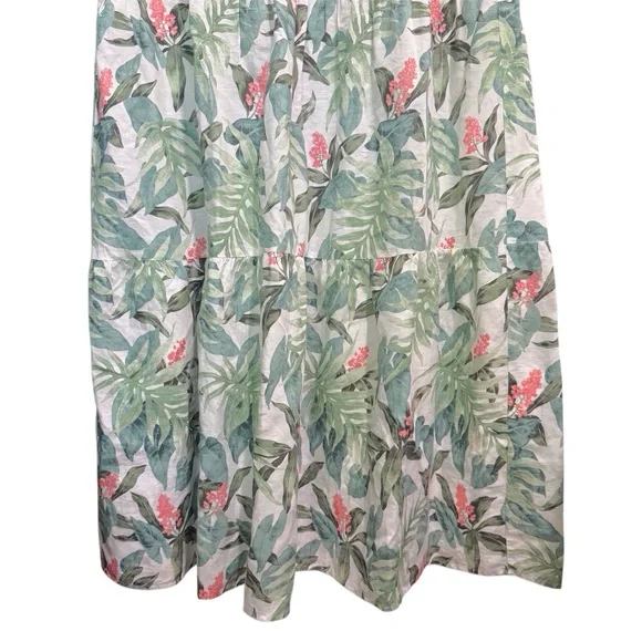 J. Mclaughlin Cunningham Palm Print Linen Blend Tiered Maxi Dress XLarge AS IS - Picture 6 of 15